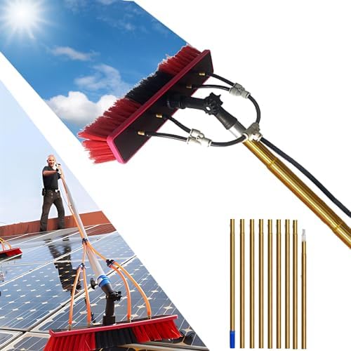 Glass Cleaning Brush Home Water Fed Telescopic Pole Kit Solar Panel Brush Rotating for Photovoltaic PanelWater Fed Pole Kit 14m/46FT with Telescopic Brush Window Cleaning for Home and Comme