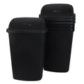 Yuright 4-Pack 13 Gallon Garbage Can with Swing Lid Plastic Kitchen Trash Can Black