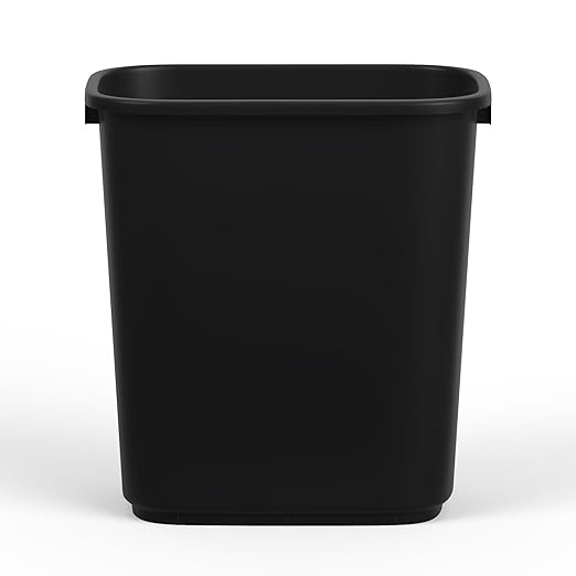 28 Qt. / 7 Gallon Black Rectangular Wastebasket Trash Can