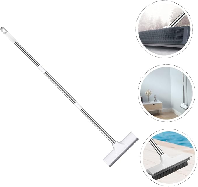 KICHOUSE Long Handle Floor Brush for Bathroom Floor Scrubbing Grout for Tile Brush Space-Saving Design