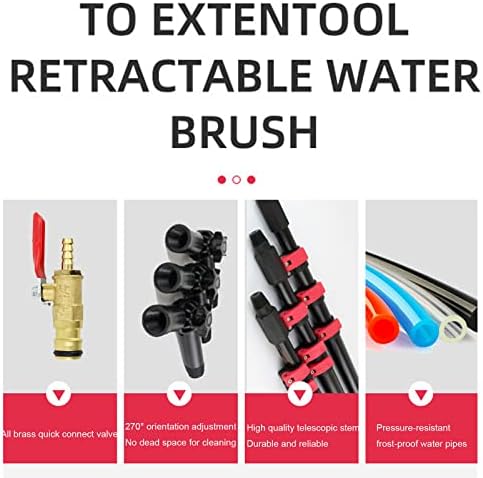 3.6m~10.8m Water Powered Extendable Pole Kit Water Powered Telescopic Brush with Rubber Scraper Window Cleaner Kit Solar Panel Washing Equipment