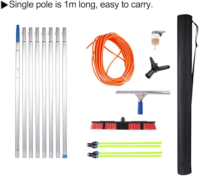 3-12m Window Cleaning PoleWindow Cleaner KitWater/Hose Fed PoleWindow Cleaning Brush EquipmentCleaning Photovoltaic and Solar Panels/8m Rod/50cm Brush Head
