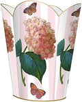 Marye-Kelley WB542-Pink Hydrangea on Stripes Wastepaper Basket