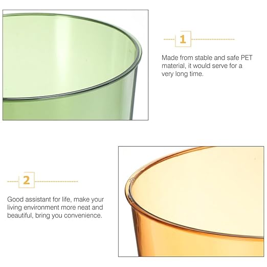 Cabilock 2pcs Clear Practical Garbage Container Slim Office Trash Can for Bathroom Kitchen and Bedroom Reusable Transparent Waste Basket