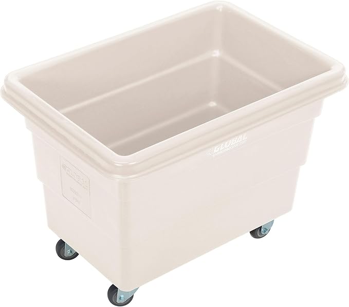 Global Industrial 6 Bushel Plastic Bulk Box Truck Direct Mount Base 500 lbs. Capacity 3 Non-Maring Rubber Casters White 33-2/5L x 23 W x 24-1/2H