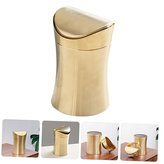 VILLCASE Mini Covered Trash Can with Lid for Bathroom and Desktop Stainless Steel Mini Garbage Bin for Home Office Space-Saving Small Countertop Wastebasket with Easy to Clean