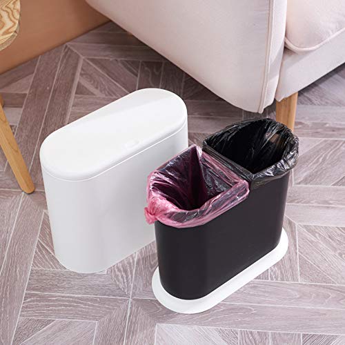 Sooyee 10 Liter Rectangular Plastic Trash Can Wastebasket with Press Type Lid2.4 Gallon Garbage Container Bin for BathroomPowder RoomBedroomKitchenCraft RoomOffice (Black)