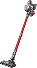 Cordless Stick Vacuum Red 45 Min Runtime LED Headlights 2-Speed Telescopic Tube with Main Vacuum Brush Crevice Tool dust Brush Removable-Rechargeable Battery Pack with Charging Cord