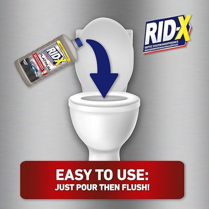 Rid-X Septic Tank Treatment Platinum Liquid 6 Month Supply – Our Best Formula with x2 More Waste Reduction (Pack of 2)