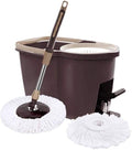 MopHome Free-Hand Washing Mop Hand Pressure Device Spring Shock Absorption Design Spin Send 2 Microfiber Heads Pedal