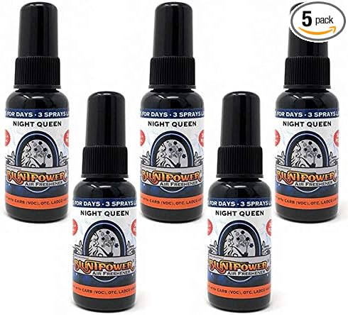 BluntPower (Night Queen 5 Pack) Concentrated Air Freshener - Premium Oil Based Air Freshener Spray For Home and Car - Long-Lasting Bathroom Spray Car Freshener &amp Odor Eliminator Spray
