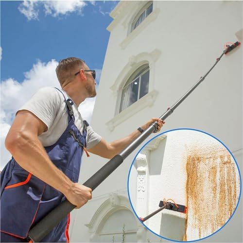 Glass Cleaning Brush Home Water Fed Telescopic Pole Kit Solar Panel Brush Rotating for Photovoltaic Panel24FT/7.2m Telescopic Window Cleaning Pole with Water Fed Brush Extendable Cleaner fo