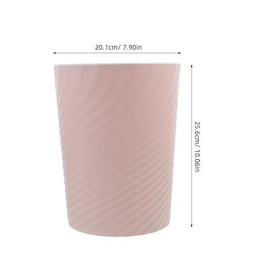 Practical Small Trash Can Wastebasket for Bathroom Kitchen Office Living Compact No Lid Garbage Bin in Pink Smooth Interior Easy to Clean Stylish Home and Workspace Organizer