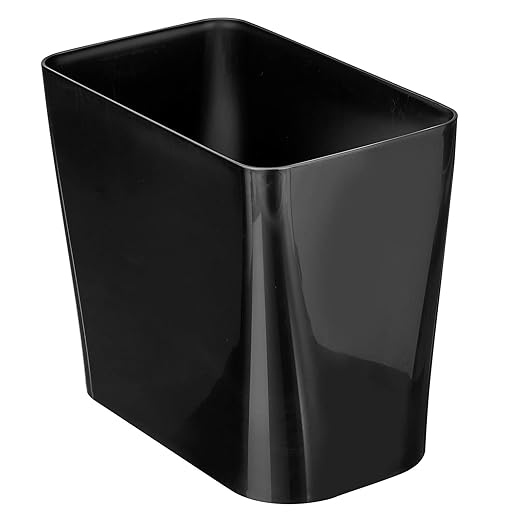 mDesign Plastic Small 3-Gallon Wastebasket Trashcan Container Bin - for Bathroom Bedroom Kitchen Home Office Laundry Room - Holds Trash Garbage Waste - Black
