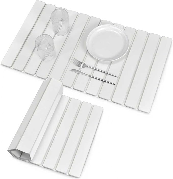 Large Stone Dish Drying Mats for Kitchen Counter 28(L)×16(W) Fast Drying Collapsible Dish Drying Mat Eco-Friendly Absorbent Diatomaceous Earth Mats for Dishes Bottles Cups Match Any Countertop