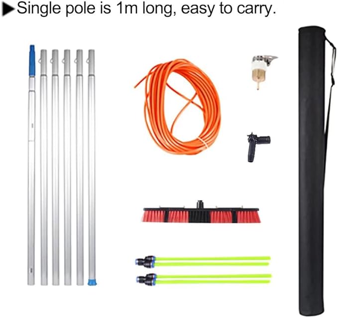Window Cleaning Brush Equipment Window Cleaner Kit Water/Hose Fed PoleLong Handle Cleaning BrushExtendable Cleaner Conservatory Roof6m Rod/50cm Brush Head