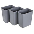 Gloreen 16 L Plastic Rectangle Trash Bins 3 Pack Open Top Garbage Cans Grey