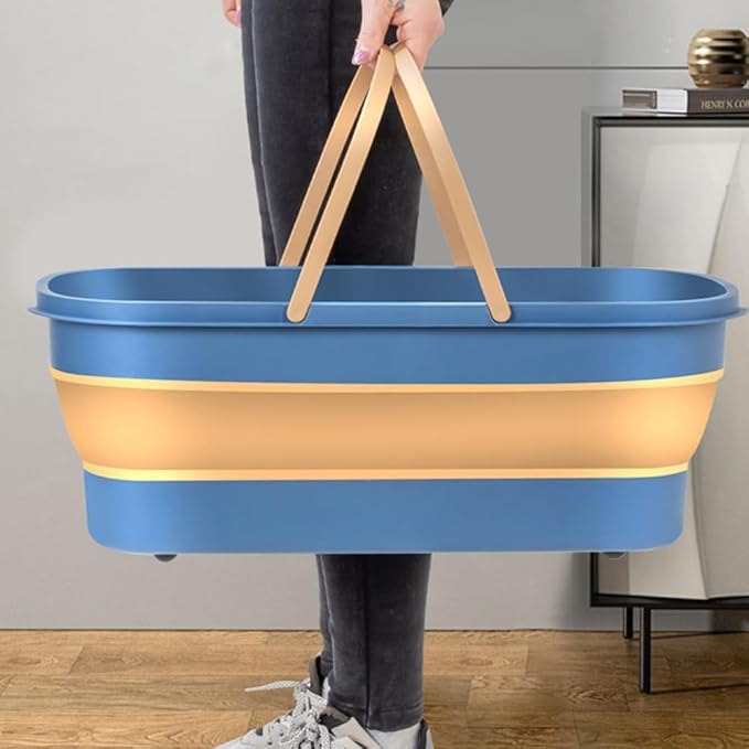 Large Flat Mop New Upgrade Style Large Flat Mop for Wet and Dry Use360 Rotating Dust Mop with Dewatering Scraper with 2 Scraper 12027(Blue)