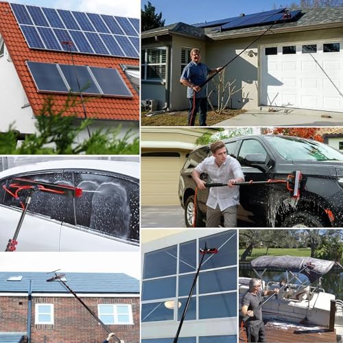 Glass Cleaning Brush Home Water Fed Telescopic Pole Kit Solar Panel Brush Rotating for Photovoltaic Panel3.6-10.8 m Water Fed Telescopic Brush for Cleaning Roof Solar Panel Cleaner Window