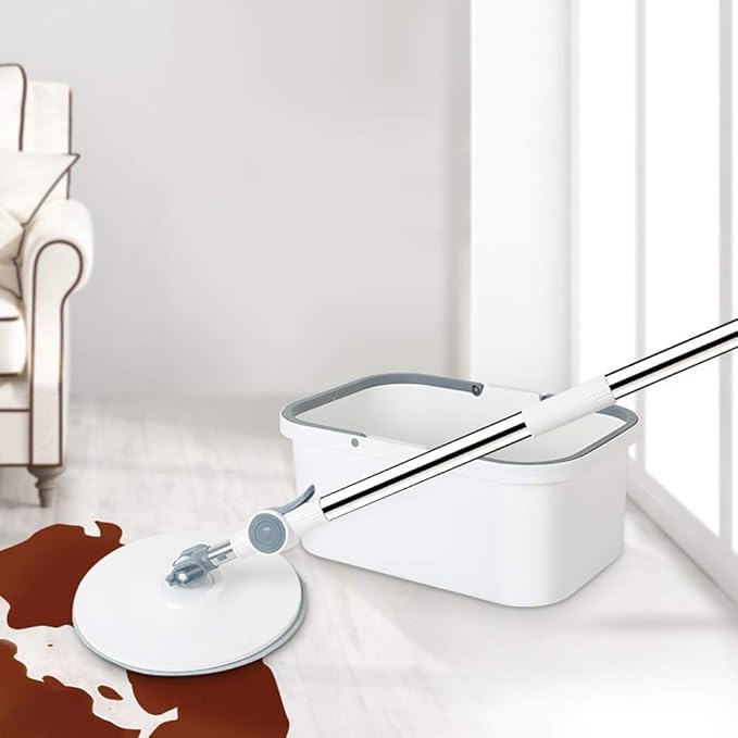 Microfiber Mop and Bucket System for Floor Cleaning with 2 Washable Flat Pads