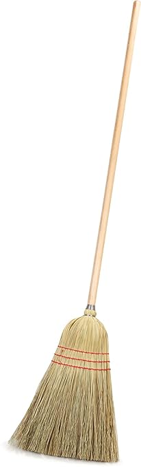 Carlisle FoodService Products 4134967 Corn Blend Warehouse Broom Straw with Wood Handle 10 Bristle Trim 55 Length Natural (Case of 12)