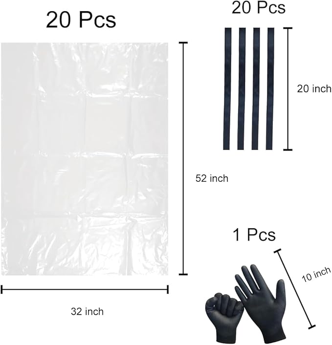 6 Mil Clear Contractor Bags - 20 Pack Heavy Duty Contractor Trash Bags for 50/55/60 Gallon Large Clear Garbage Bags (Extra Thick Tear Resistant) (32 X 52)