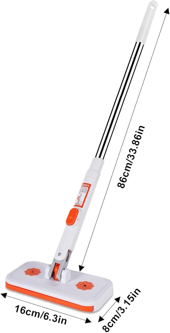 Mini Mop Set with Locking Head &amp Snap Grip | Reusable Washable Pads for Wet or Dry Dusting | Clean Under Furniture Corners Baseboards &amp Multi-Surface Floors (3PC-Orange)