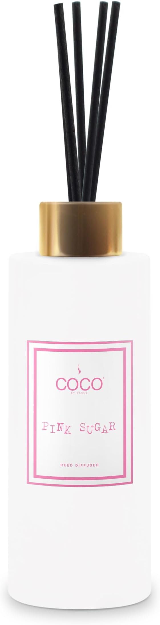 COCO by Stone 5oz Reed Diffuser (Pink Sugar) – Luxury Scented Oil Diffuser for Home Aromatherapy Long-Lasting Vegan Fragrance Elegant Home Décor and Air Freshener
