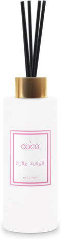 COCO by Stone 5oz Reed Diffuser (Pink Sugar) – Luxury Scented Oil Diffuser for Home Aromatherapy Long-Lasting Vegan Fragrance Elegant Home Décor and Air Freshener
