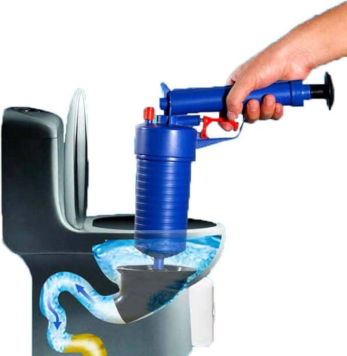 Toilet Plunger Manual High Pressure Air Toilet Plunger with Replaceable Plug for Unclog Toilet Bathroom Bathtub Floor Drain Clogged Pipe(Blue)
