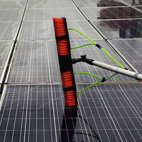 Glass Cleaning Brush Home Water Fed Telescopic Pole Kit Solar Panel Brush Rotating for Photovoltaic PanelAdjustable Solar Panel Cleaning Brush Kit with 8m Water Fed Pole Window Cleaner Brus