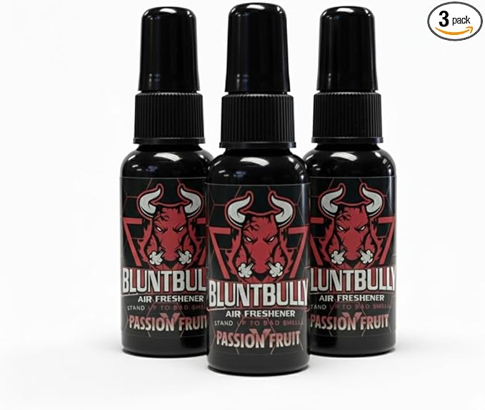 Blunt Bully Air Freshener (Passion Fruit) (3 Pack) Premium Oil Based Air Freshener Spray. Long-Lasting Room Bathroom Office &amp Car Scent | Eliminates Odors from Smoke Pets &amp More