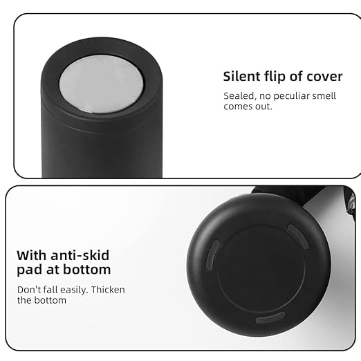 10L / 2.6Gal Metal Black Trash Can with Swing Lid Modern Brass Garbage Can with Removable Inner Decorative Unique Waste Basket for Bathroom Bedroom Office Hotel (Black)