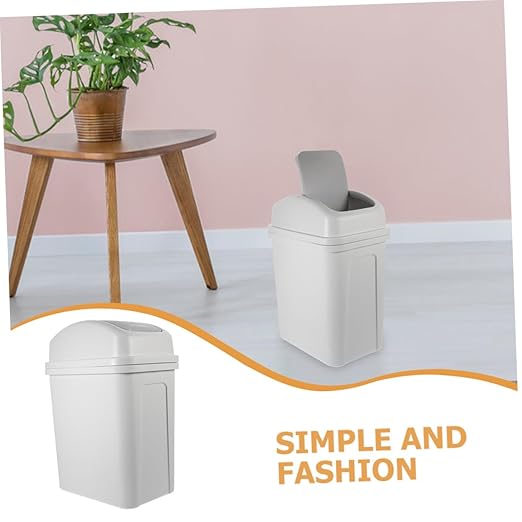 Large Capacity Trash Can with Lid Thick Plastic Kitchen Wastebasket for Home Living Room and Bathroom Easy Press Open Design for Compact Spaces