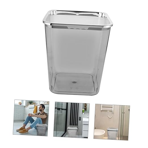Large Transparent Plastic Garbage Can with Electroplated Press Ring Sturdy PP Bathroom Trash Bucket for Home Kitchen Office Living Wastebasket with Wide Opening