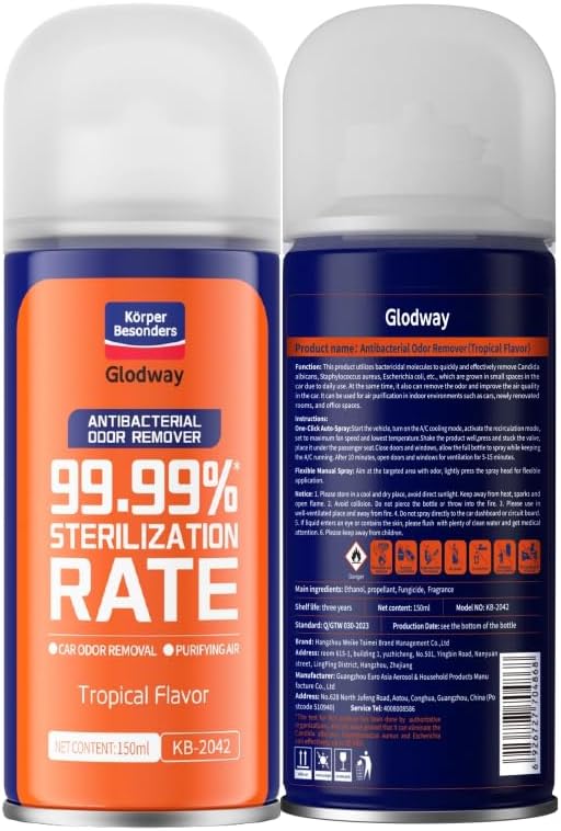 Glodway Air RefresherOdor Eliminator Remover SprayOdor RemoverTropical Flavor Long-Lasting Scent For HomeCouchMattressFurniture bathroomFabrics &amp Trash6 Ounce4 pack