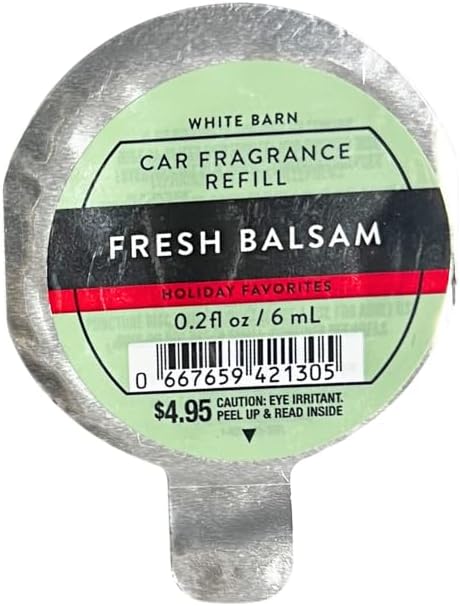 Bath &amp Body Works SNOWFLAKES &amp CASHMERE FROZEN LAKE &amp FRESH BALSAM Car Fragrance Refill 3-Pack – 0.2 fl oz Each – Winter &amp Holiday Scents – Gift set with 20-Inch Metallic Silver Ribbo