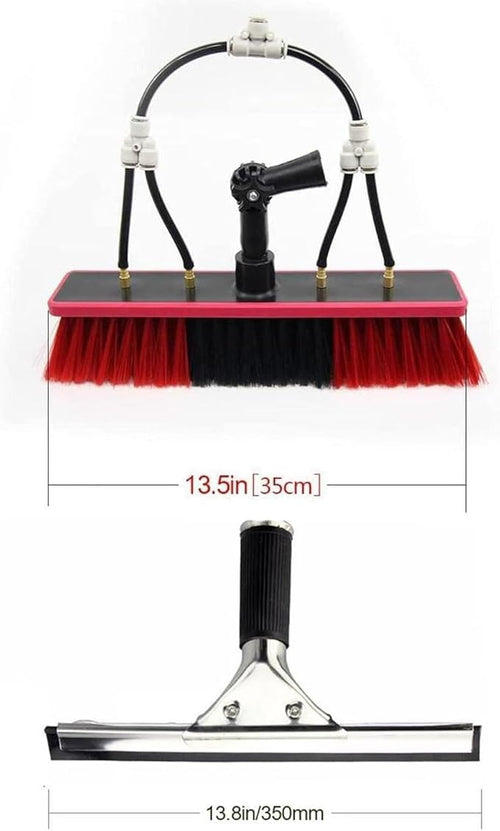 2 in 1 Water Fed Pole Kit for Outdoor Window Cleaning Efficient Scrubber Brush &amp Hose Spray Washer 3.6m Solar Panel Cleaning Equipment Perfect for Glass &amp Solar Panels 5.4 M
