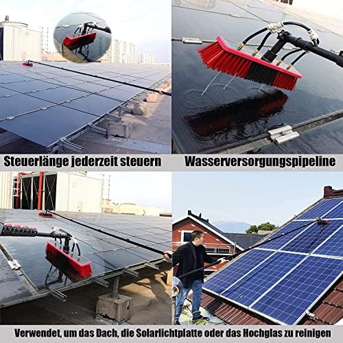 Glass Cleaning Brush Home Water Fed Telescopic Pole Kit Solar Panel Brush Rotating for Photovoltaic PanelWater Fed Pole Kit 3.6-11M Adjustable Window Cleaning Pole - 180° Rotatable Brush He