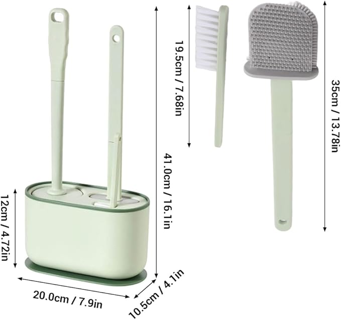 Plastic Toilet Brush Set Strawberry Green Bathroom Accessories Includes 2 Toilet Brushes &amp Holder