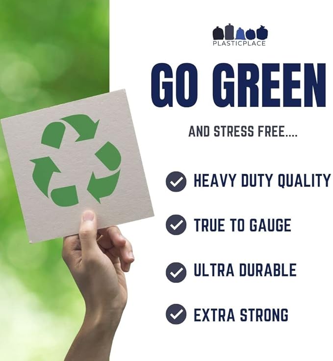 Plasticplace 12-16 Gallon Recycling Trash Bags │1.2 Mil │ Blue Garbage Bags │ 24” x 31” (250 Count)