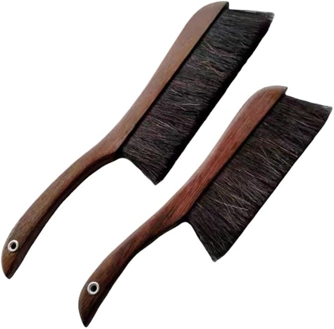 Horse Hair BrushWood Handle Soft Brush DusterHand Broom Dusting BrushBrush for Counter Bed Bench FireplaceFurniture Drafting Patio Fireplace ﻿ ﻿(Small)