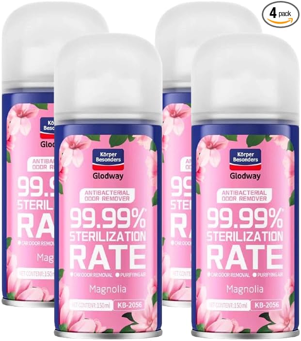 GLODWAY Car Air Freshener Spray Magnolia Scent 6 OZ Odor Eliminator4 Pack for Cars Trucks RVs Home