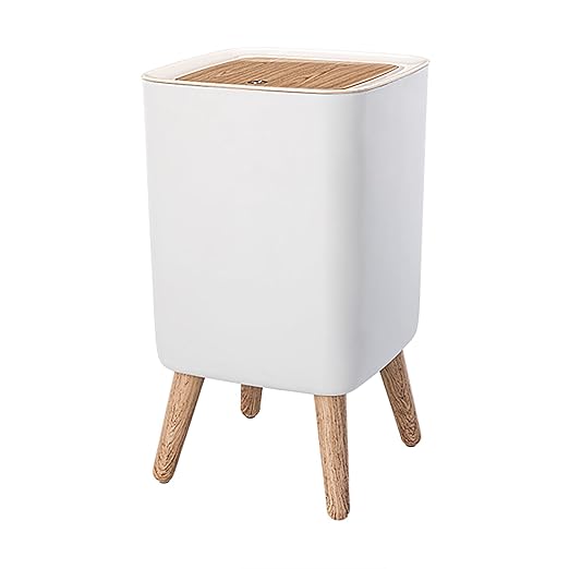 WanWanKa Mini White Plastic Trash Can 2.6 Gallon Capacity Slim Design Anti-Odor Easy to Clean Suitable for Any Place