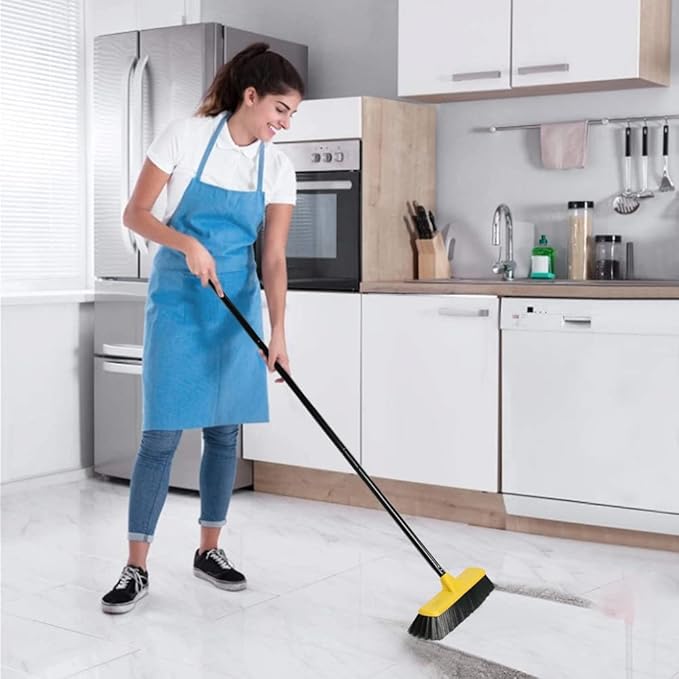 Push Broom with Long Handle Floor Brush 51.6 inch Soft Bristle Broom 12.2 Wide for Cleaning Bathroom Kitchen Patio Garage Deck Tile