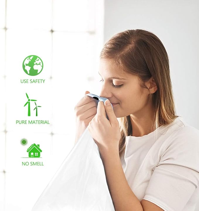 15 Gallon 120 Counts Strong Drawstring Trash Bags Garbage Bags by Teivio Bathroom Trash Can Bin Liners Plastic Bags for home office kitchen White