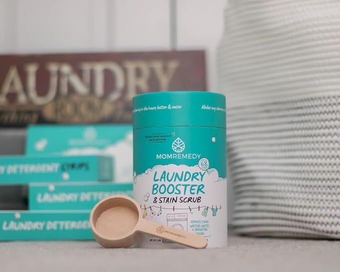 Laundry Booster and Stain Remover Scrub MomRemedy Oxygen Whitener Whiten Whites and Brighten Colors Remove Stains Household Cleaning Scrub Chlorine Bleach Free