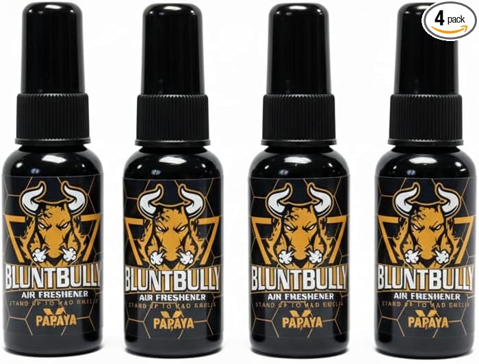 Blunt Bully Air Freshener (Papaya) (4 Pack) Premium Oil Based Air Freshener Spray. Long-Lasting Room Bathroom Office &amp Car Scent | Eliminates Odors from Smoke Pets &amp More