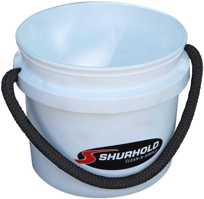 SHURHOLD 3.5 Gallon Heavy Duty World's Best Rope Handle Molded Plastic Bucket for Boats Cleaning Fishing Storage and Refuse - White