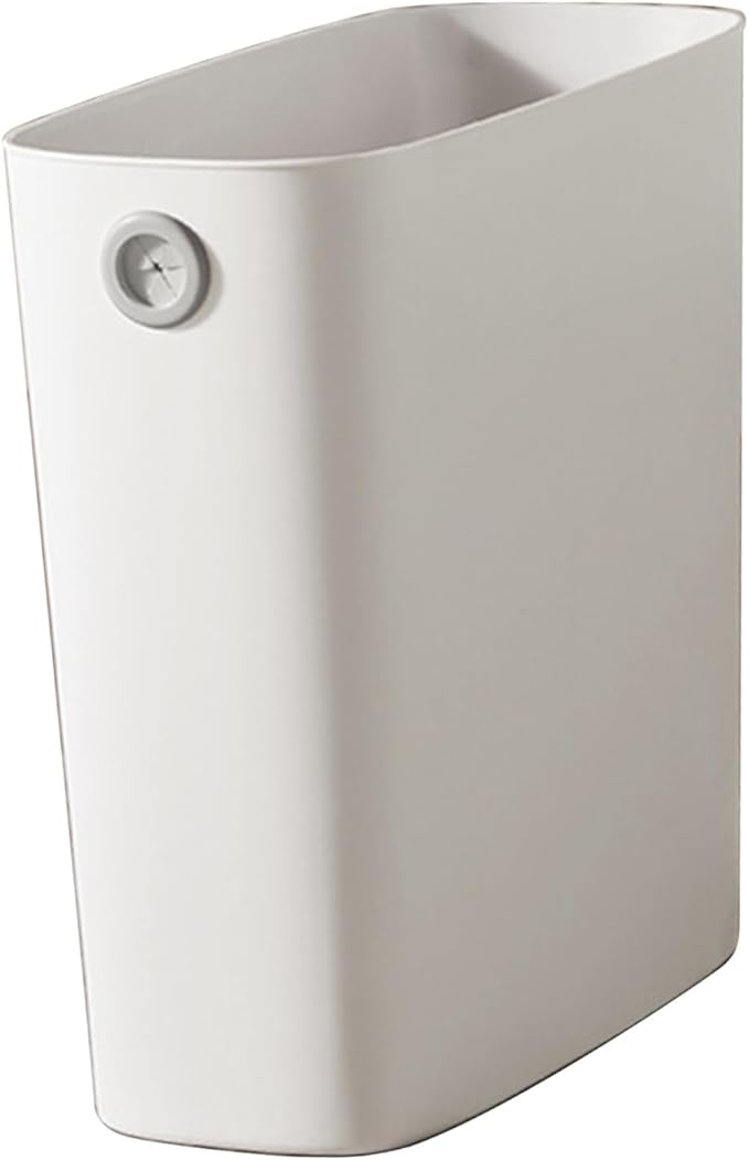 Tyenaza Small Trash Can Plastic Wastebasket Slim Open Top Garbage Container Bin for Narrow Spaces Bedroom Office Living Room LaundryToilet (White)